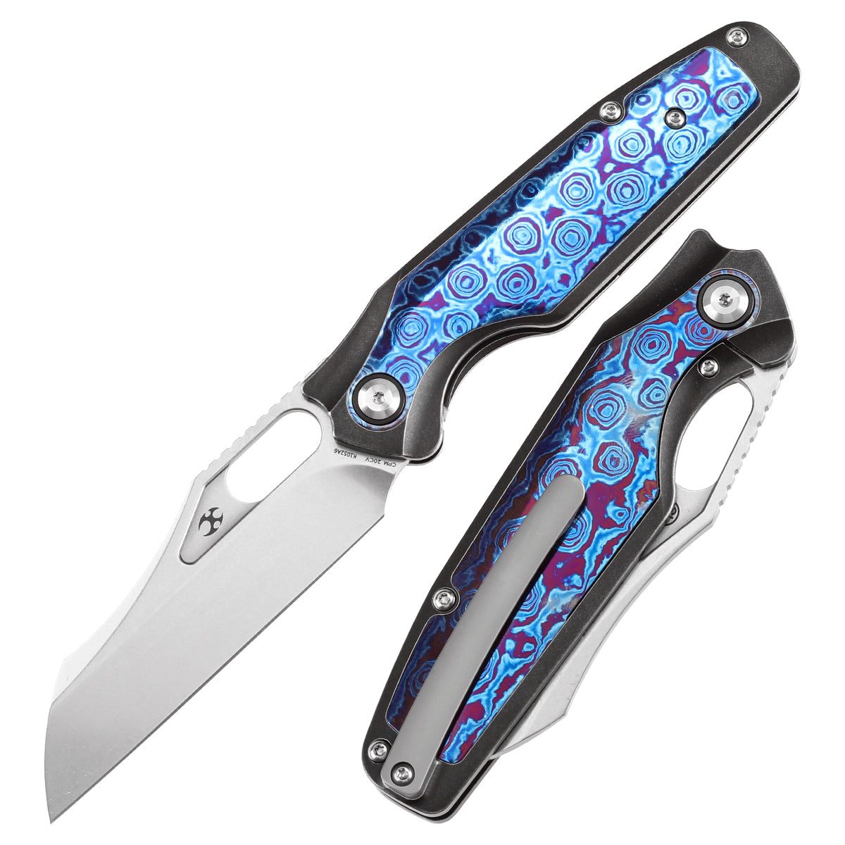 Kansept Knives Tuckamore CPM-20CV钢 钛柄+钛马士革 K1052A6 黑色 2600