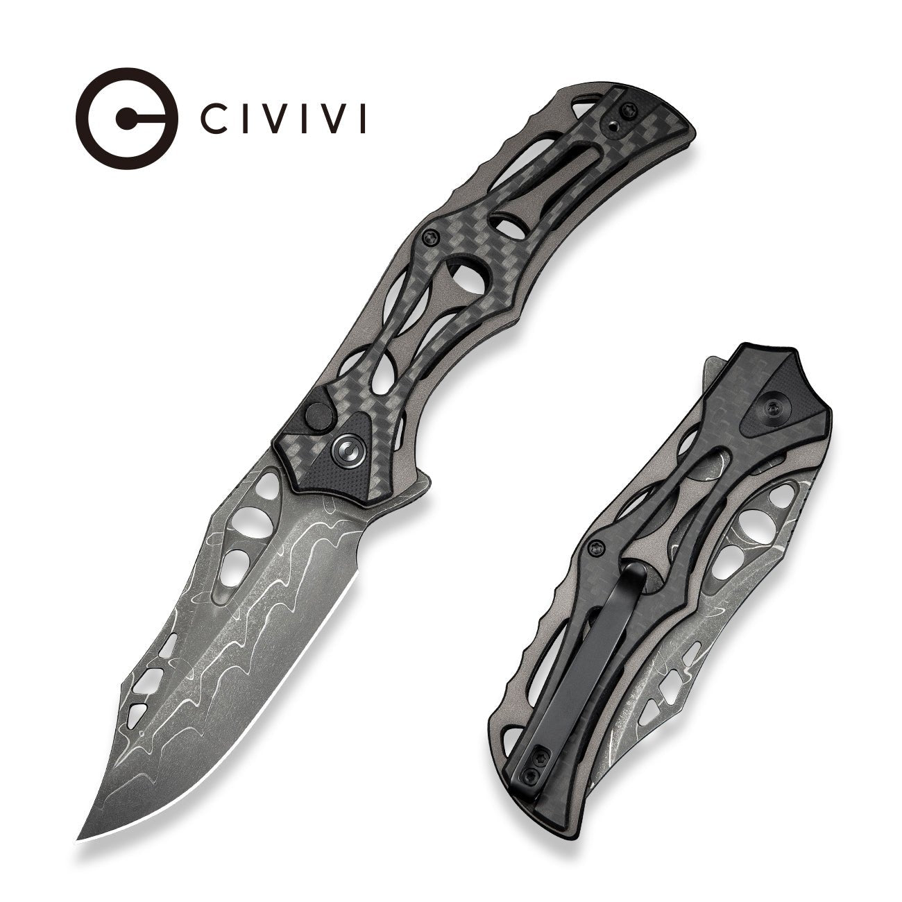 CIVIVI Biophase 大马士革钢 铝+G10柄 C23083C-DS1 黑色 858