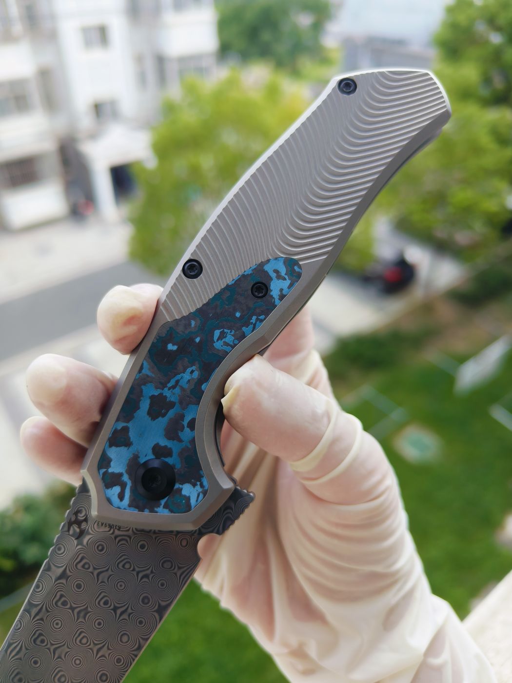 Kansept HAVØRN Damascus钢 钛柄镶嵌碳纤维 K1069A3 灰色 1300