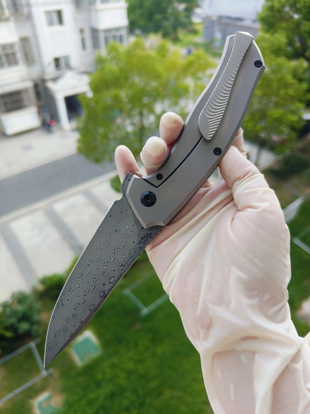 Kansept HAVØRN Damascus钢 钛柄镶嵌碳纤维 K1069A3 灰色 1300