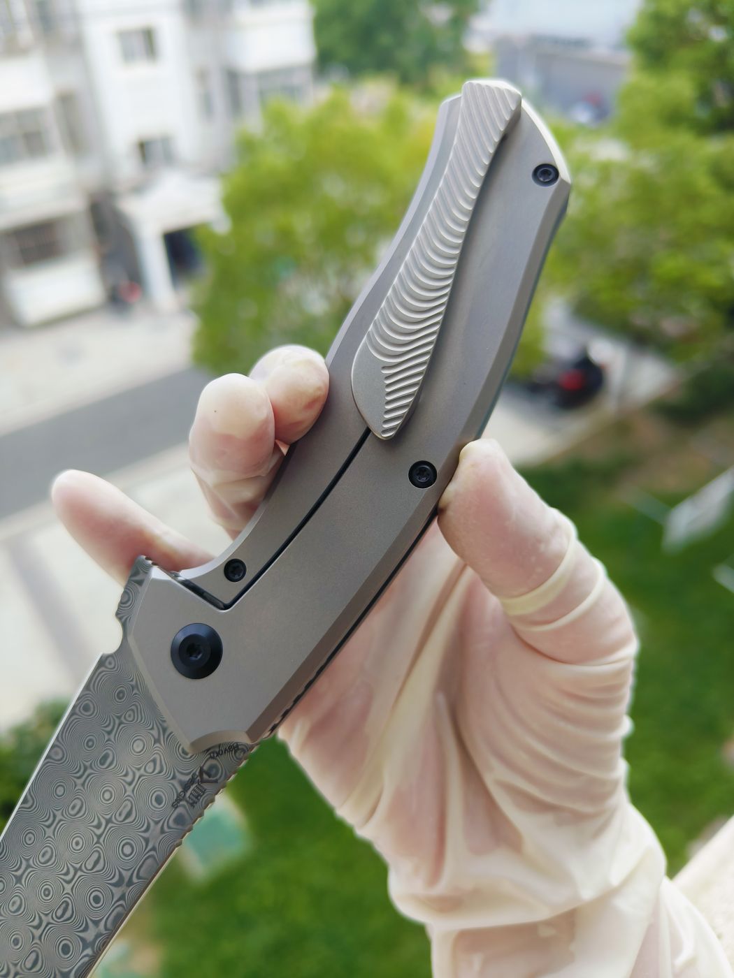 Kansept HAVØRN Damascus钢 钛柄镶嵌碳纤维 K1069A3 灰色 1300