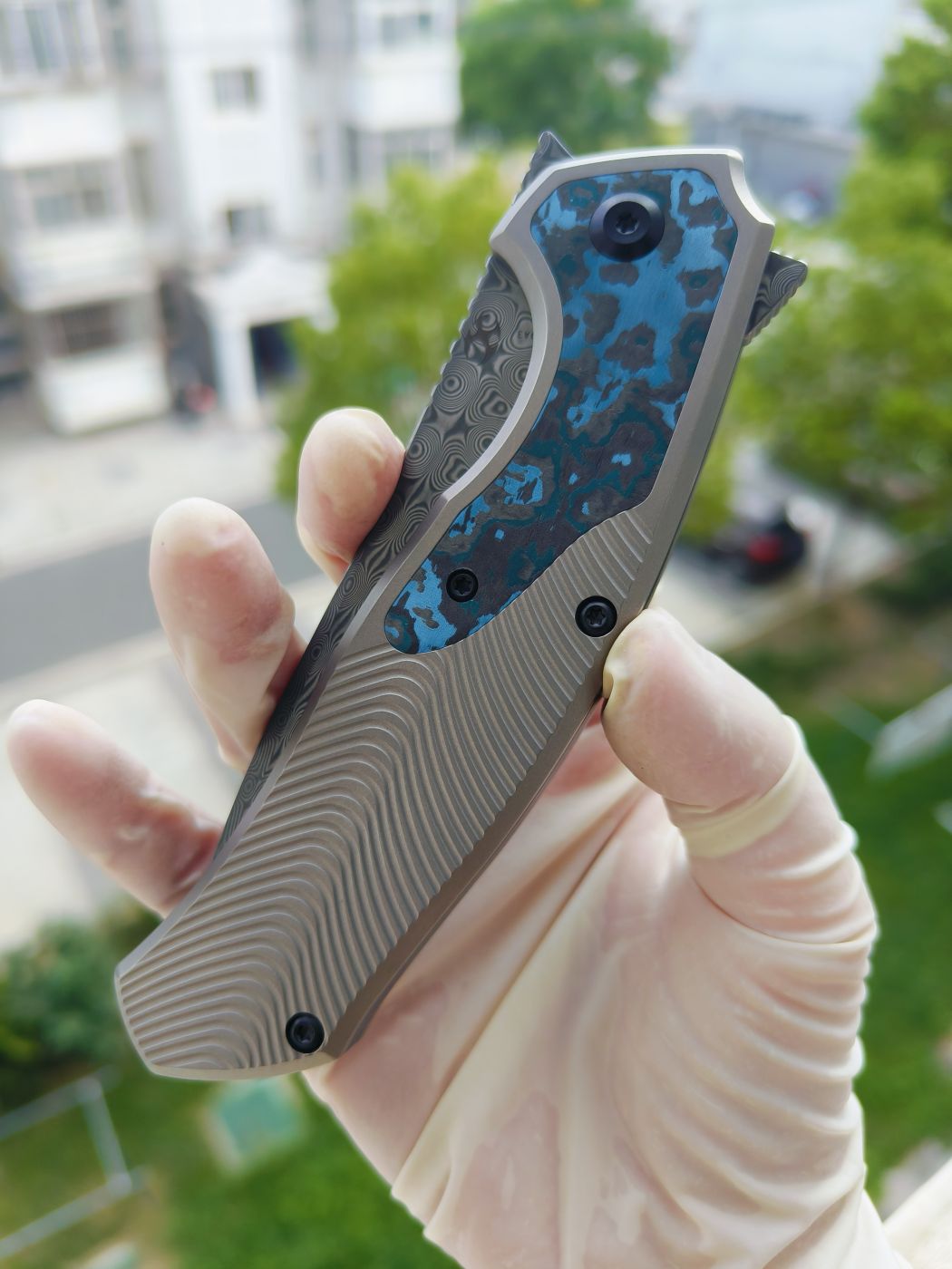 Kansept HAVØRN Damascus钢 钛柄镶嵌碳纤维 K1069A3 灰色 1300