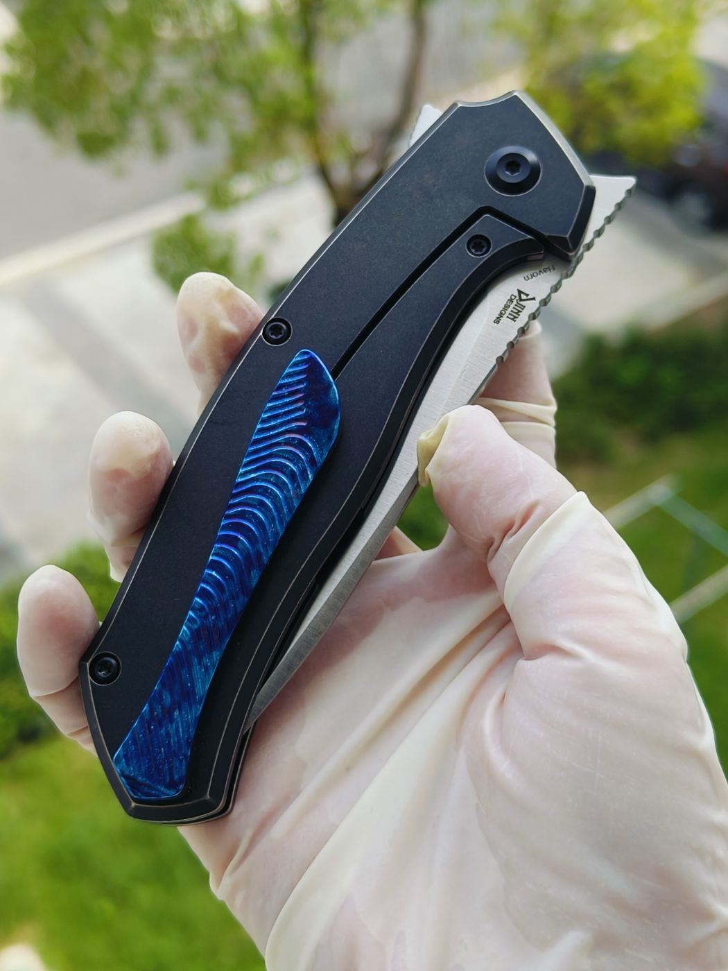 Kansept CPM-S35VN钢 钛柄镶嵌钛马 K1069A5 黑色 2100