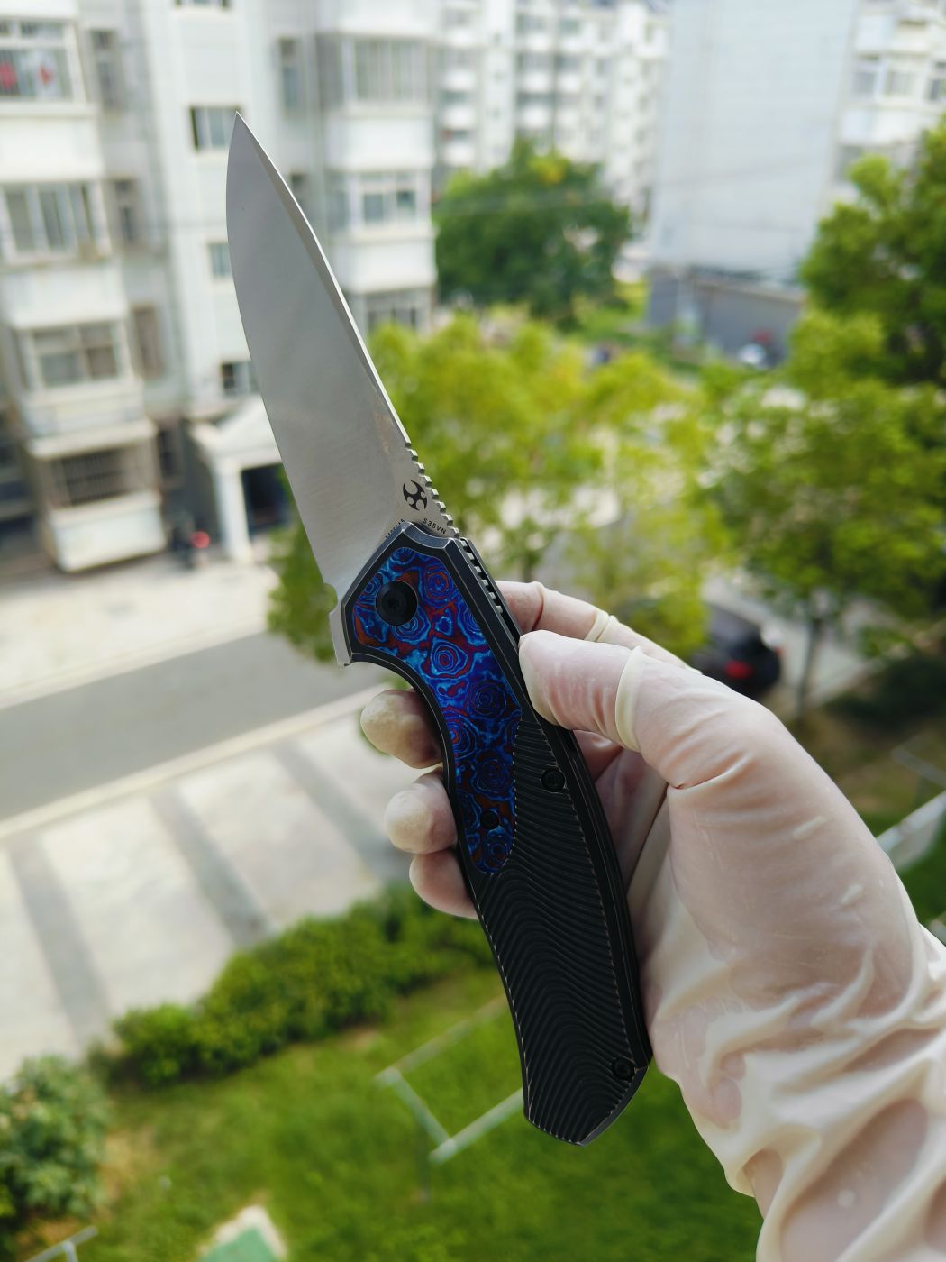 Kansept CPM-S35VN钢 钛柄镶嵌钛马 K1069A5 黑色 2100