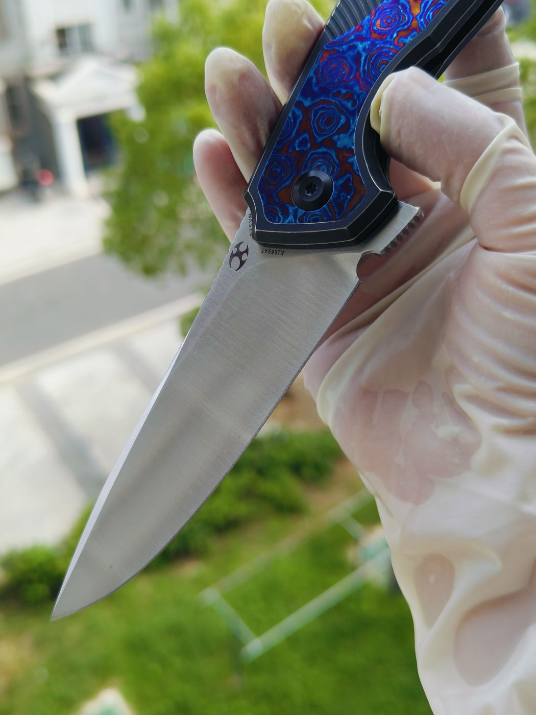 Kansept CPM-S35VN钢 钛柄镶嵌钛马 K1069A5 黑色 2100