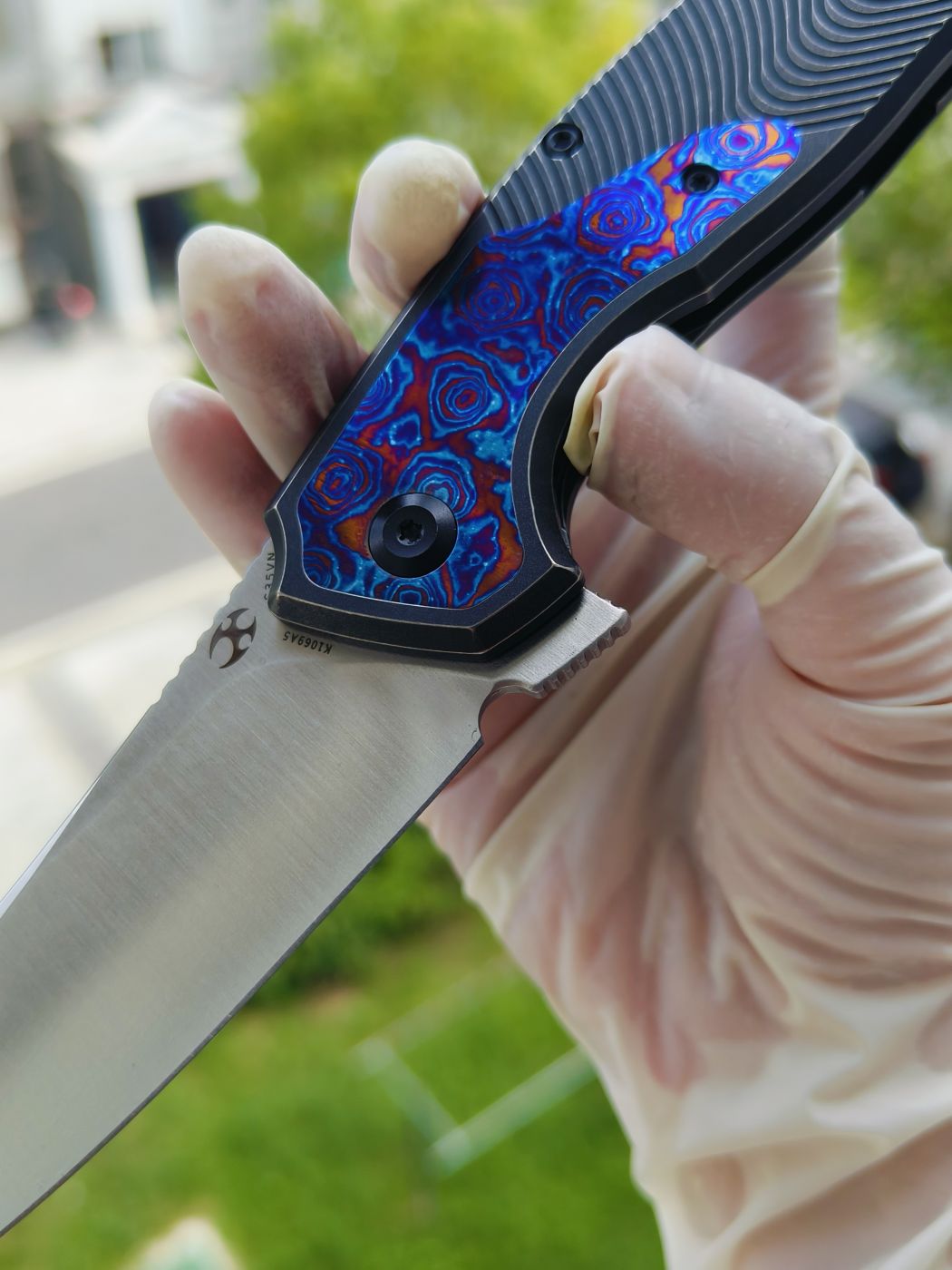 Kansept CPM-S35VN钢 钛柄镶嵌钛马 K1069A5 黑色 2100