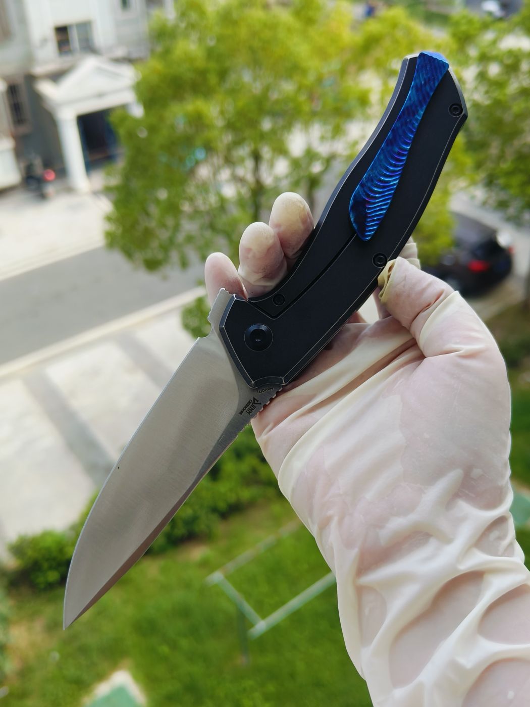Kansept CPM-S35VN钢 钛柄镶嵌钛马 K1069A5 黑色 2100