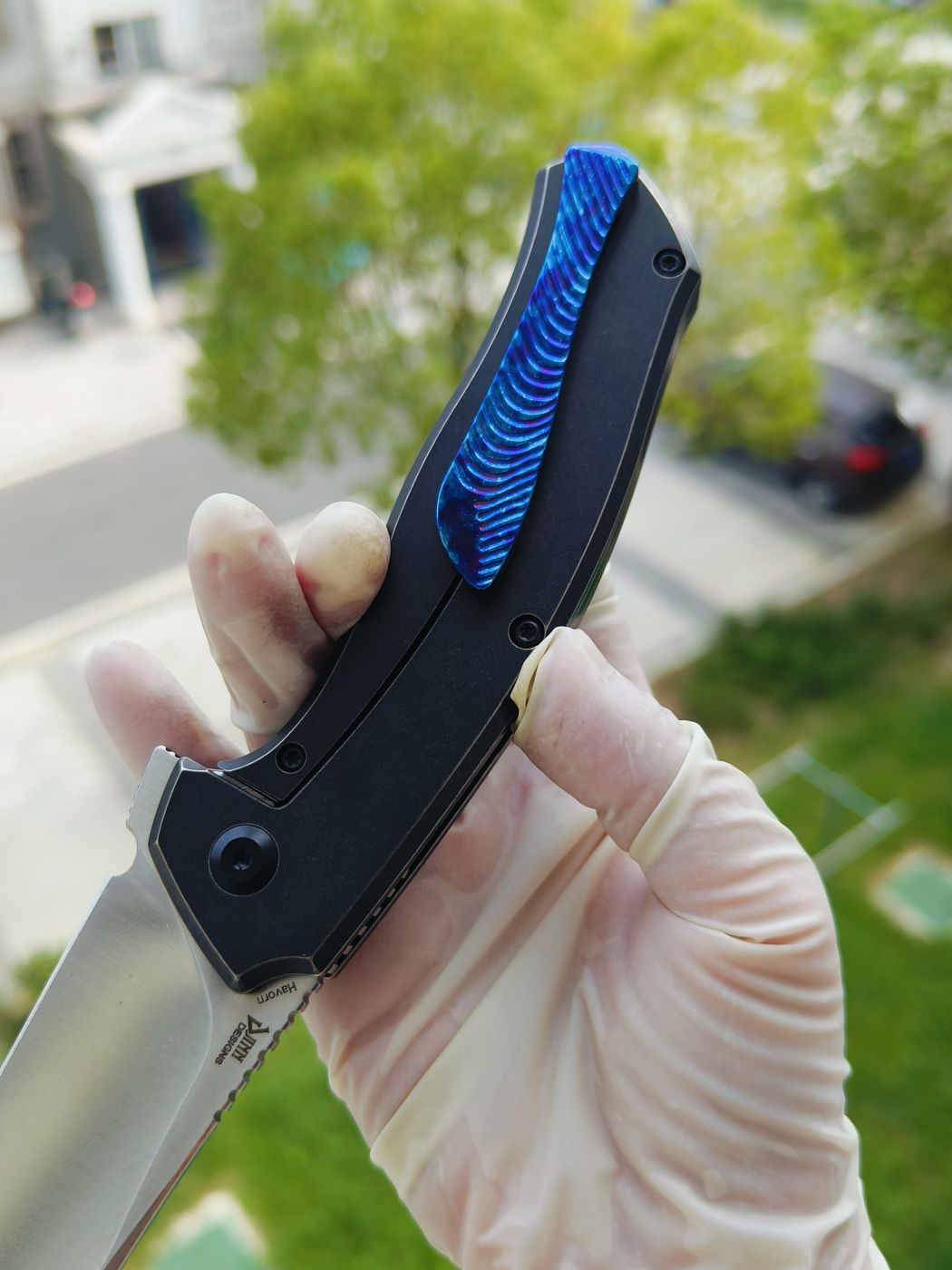 Kansept CPM-S35VN钢 钛柄镶嵌钛马 K1069A5 黑色 2100