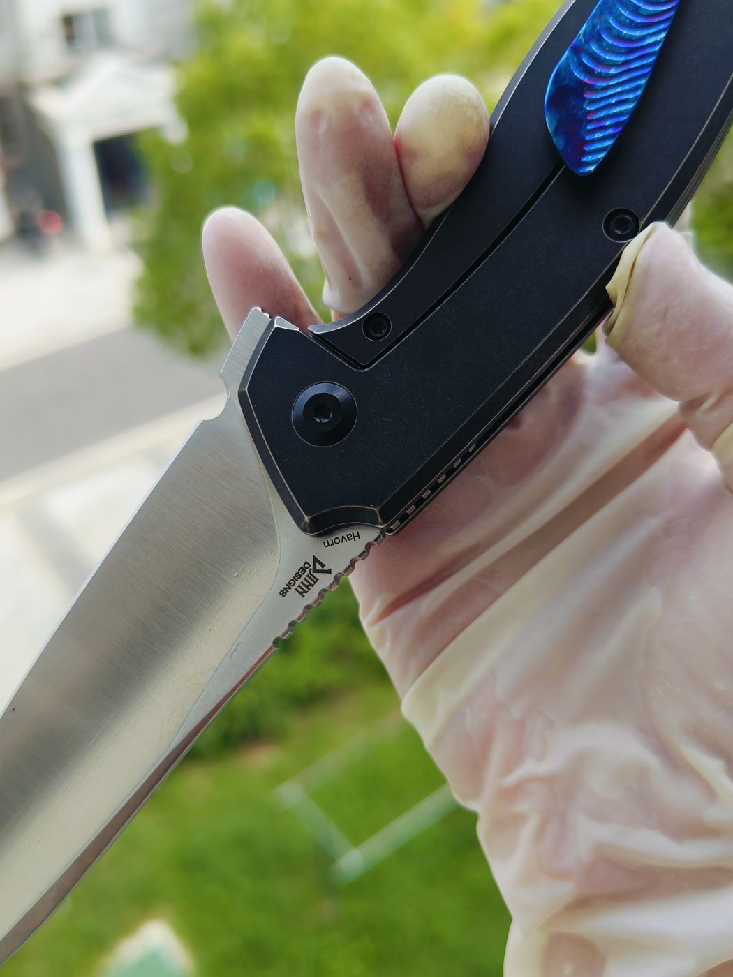 Kansept CPM-S35VN钢 钛柄镶嵌钛马 K1069A5 黑色 2100