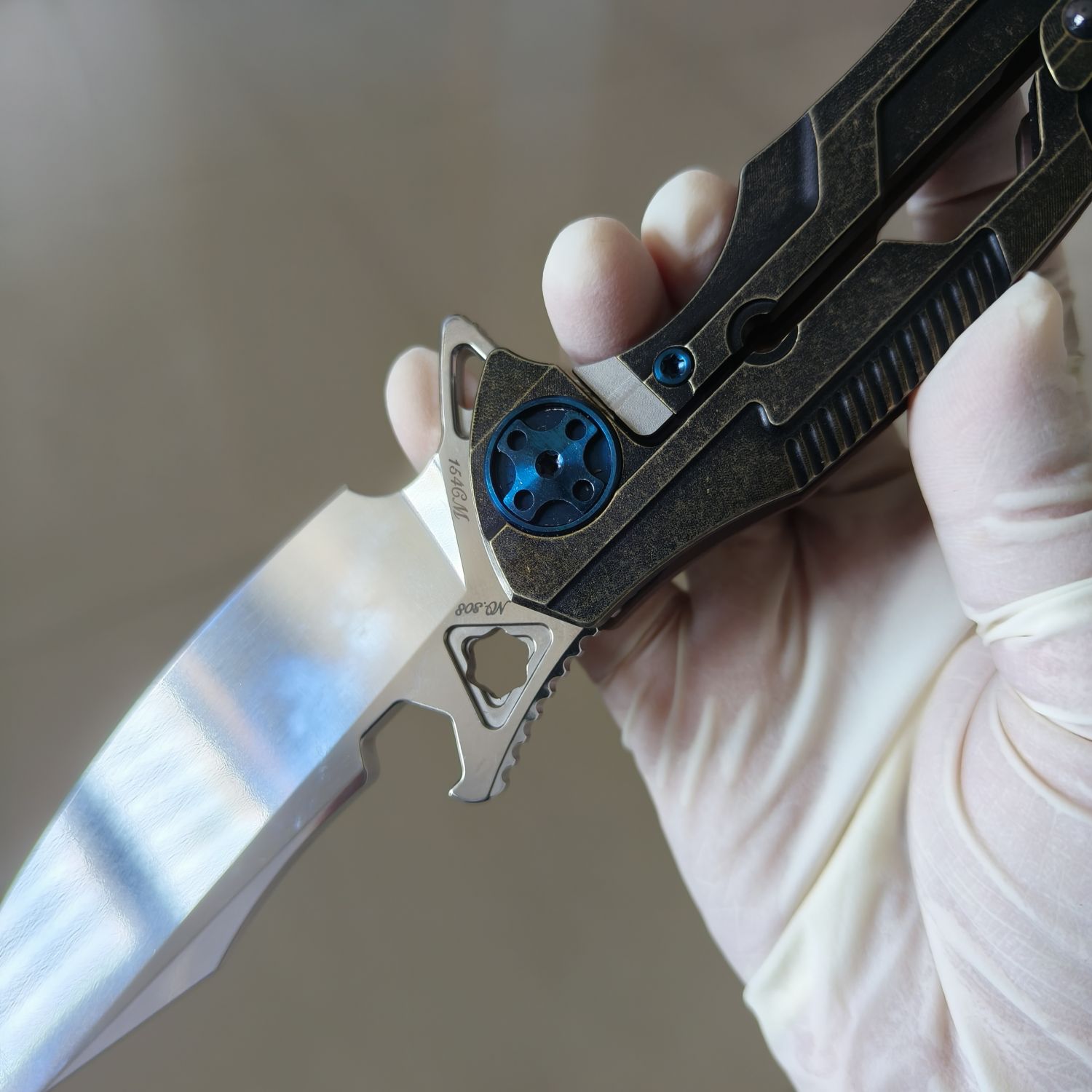 【售完】Rike Knives M3 154CM钢 G10+铜柄 原价860 特价499