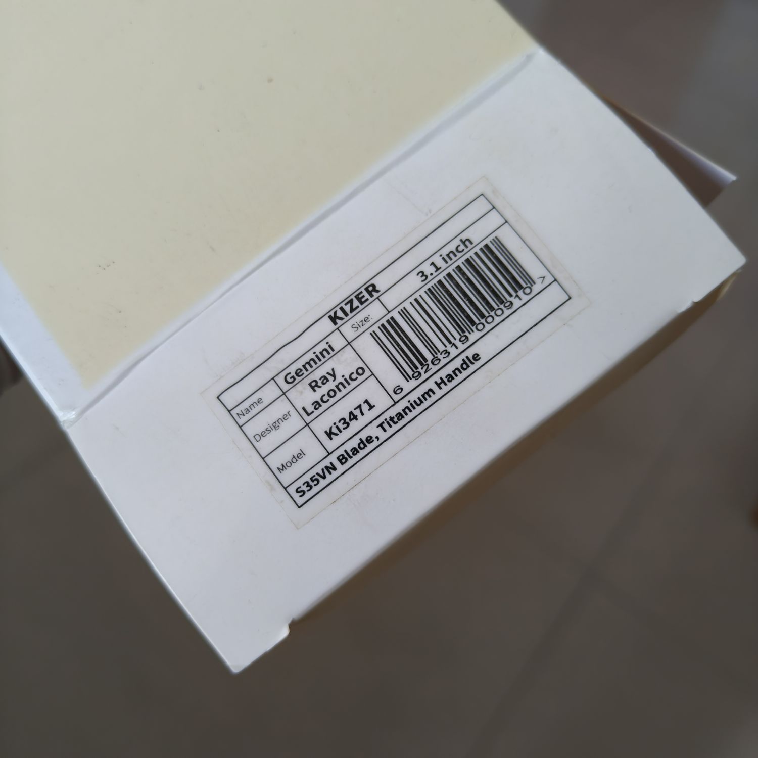 【售完】Kizer Knives Gemini S35VN钢 钛柄 Ki3471 原价1260 特价599
