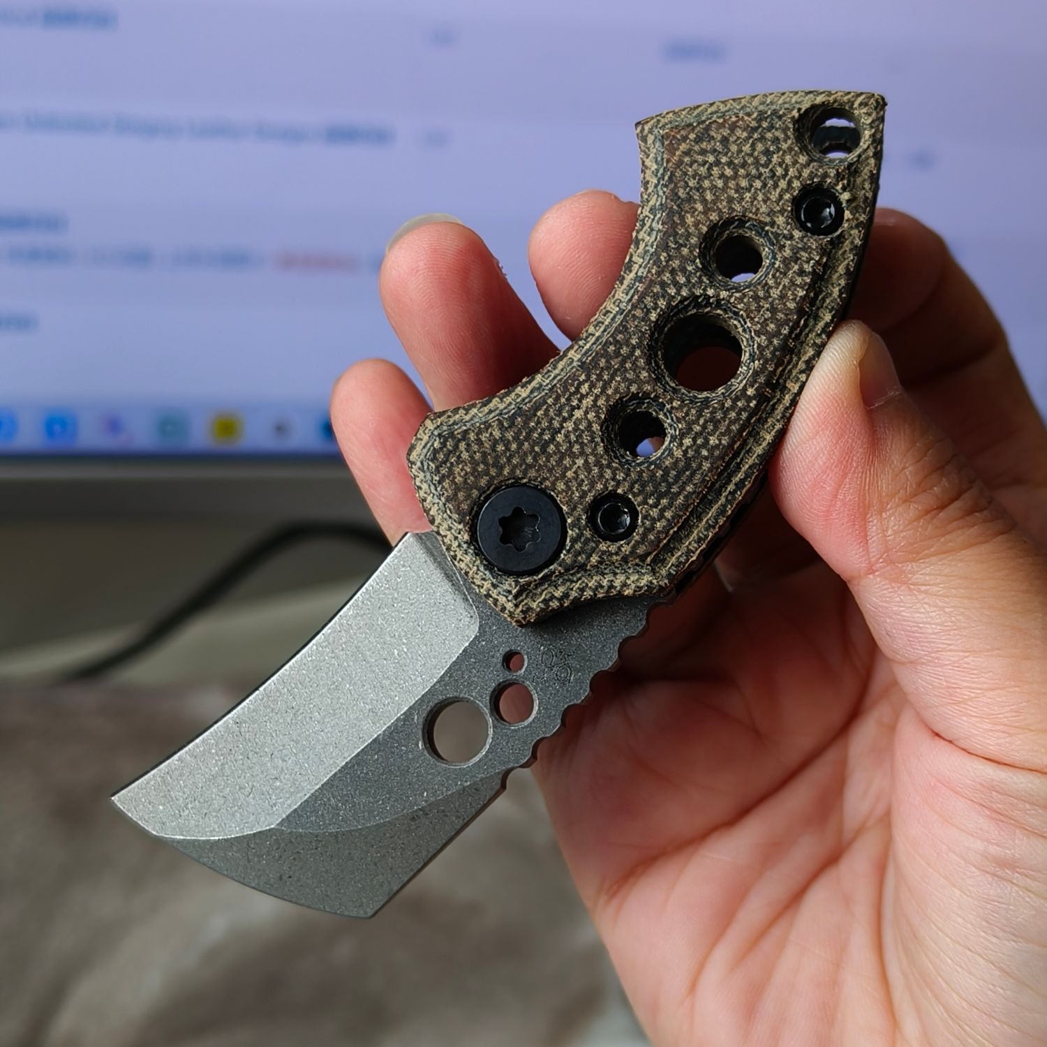 Kochtool WharHawk AEB-L钢 米卡塔柄 无锁 OD绿色 1560