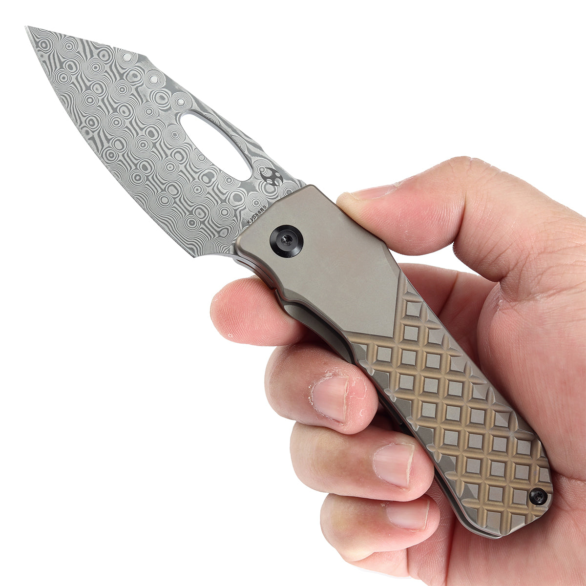 Kansept Knife 大马士革钢 钛柄 棕色 K1058B5