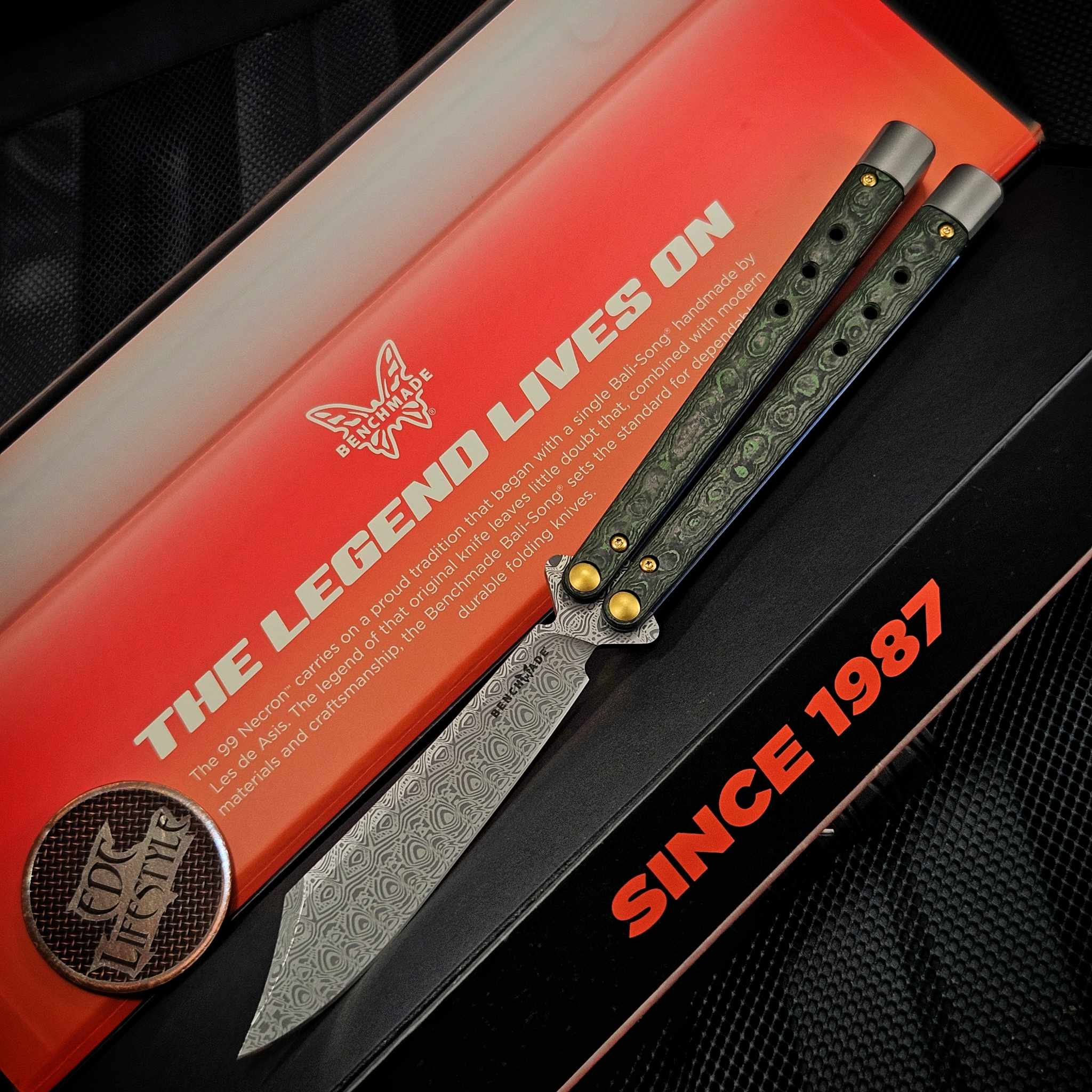 🆕 Benchmade Necron Monarch Damasteel 大马士革钢 Jungle Wear Fatcarbon 碳纤维柄 99-242 金盒 限量 500 把 12000