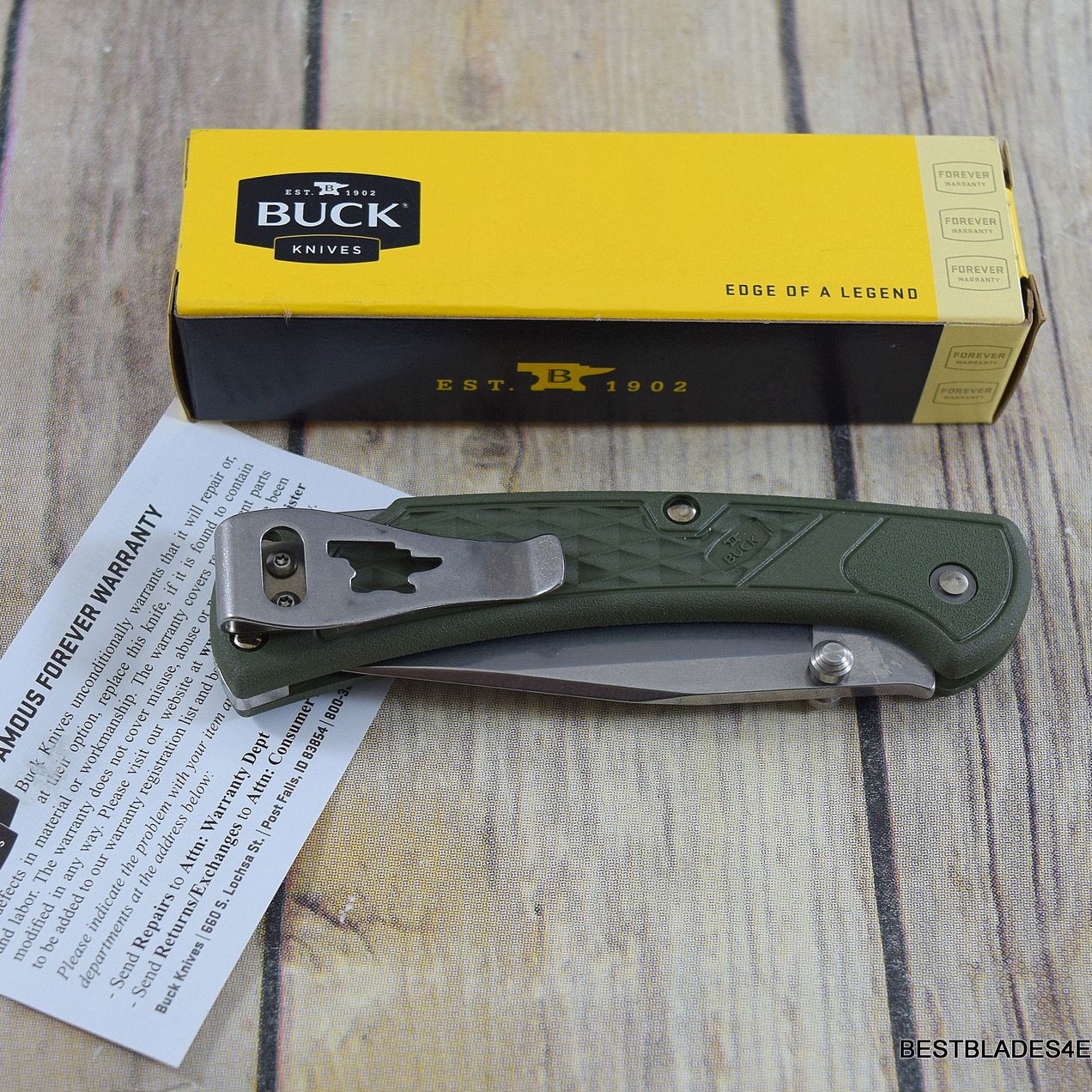Buck 0112ODS2-B SLIM SELECT 420HC钢 玻璃纤维尼龙柄 绿色 299