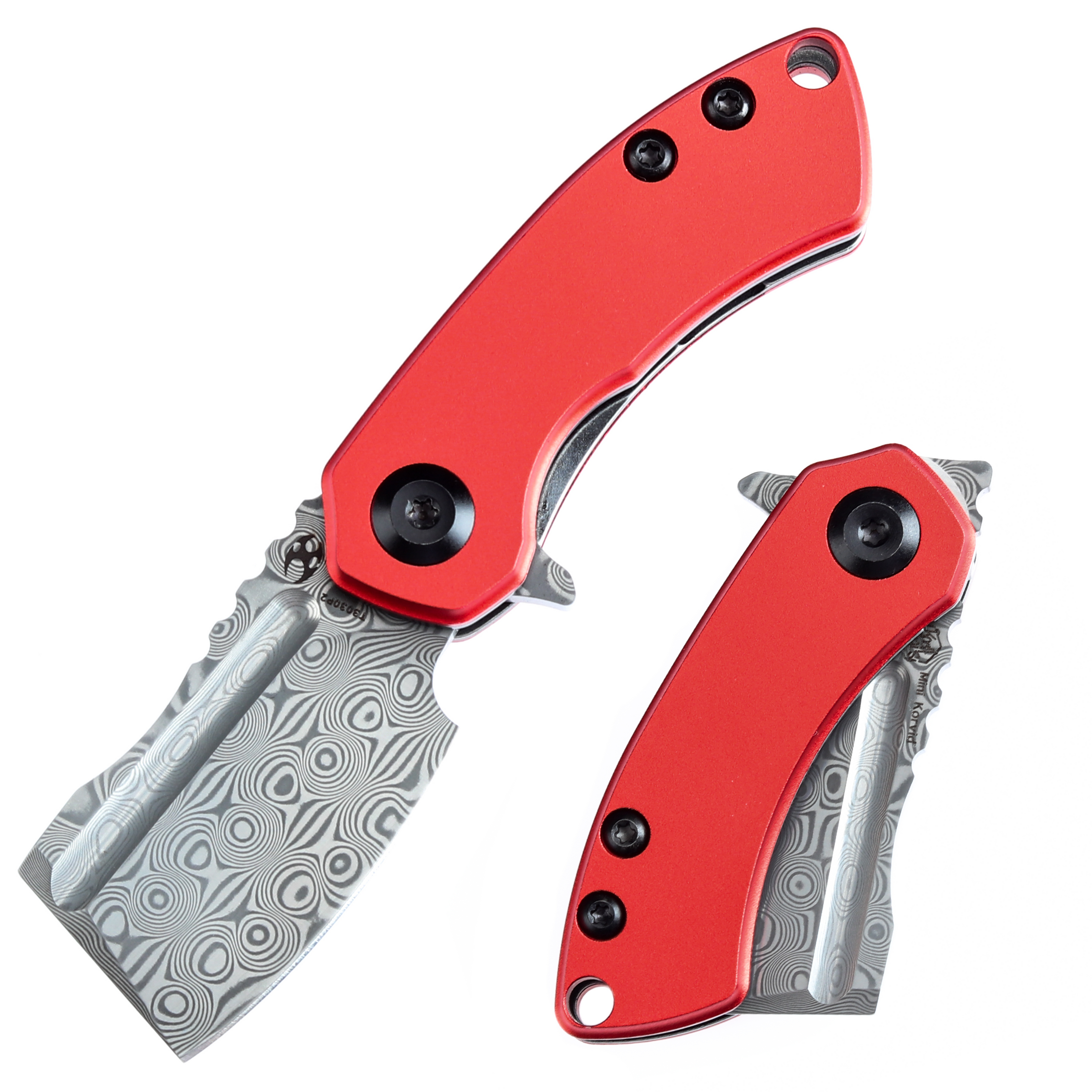 kansept mini korvid 大马士革钢 铝合金柄 T3030P2 红色 559