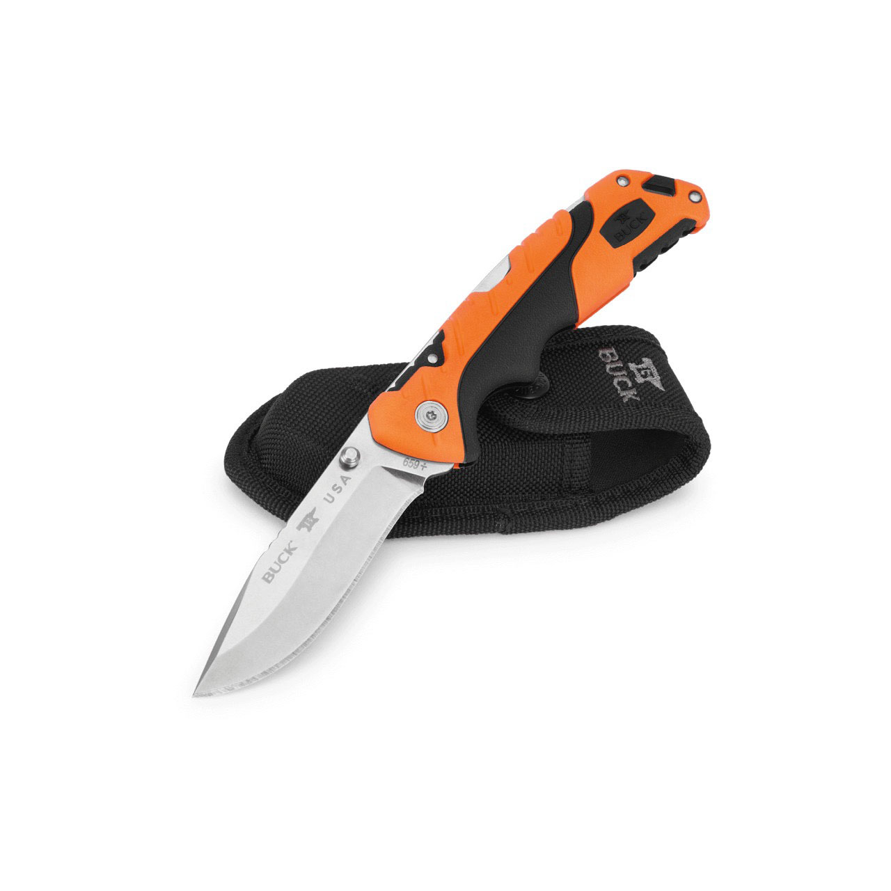 Buck 0659ORS-B  Pursuit Pro S35VN 玻璃填充尼龙柄 橙色 869