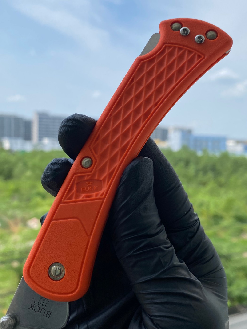BUCK 0110ORS2-B Slim Hunter 420HC钢 玻璃纤维尼龙柄 橘色 349