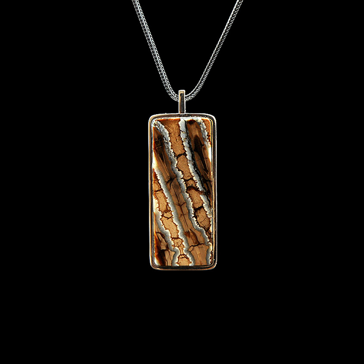 DYQ Jewelry 无忧 925银 猛犸牙臼齿化石 项链吊坠