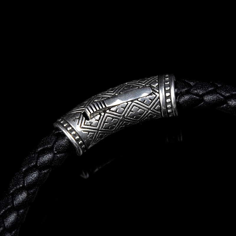 DYQ Jewelry 简 II 925银 男士皮链手链 原创设计 1180
