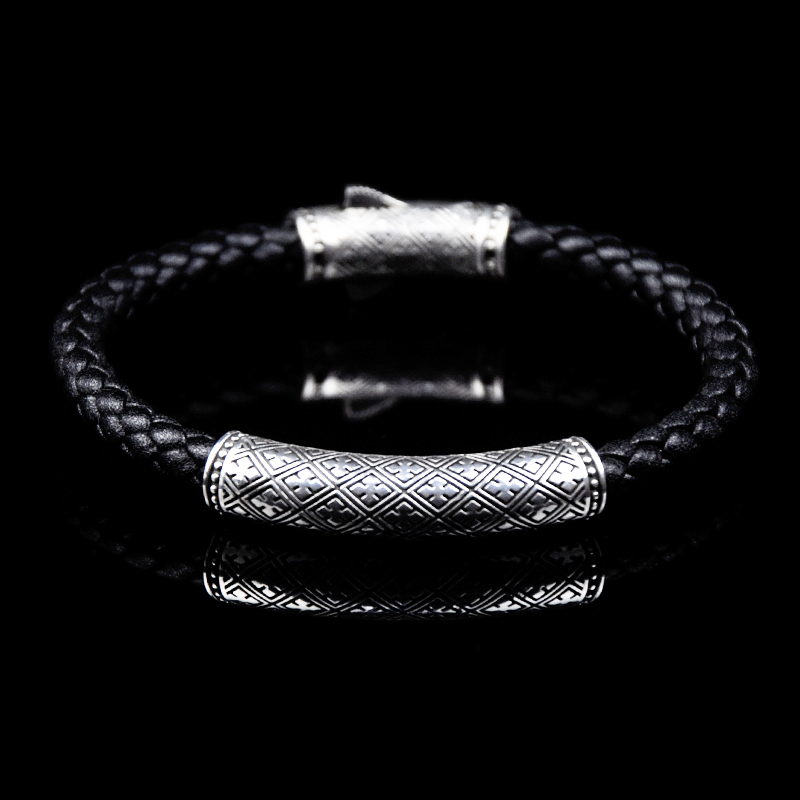 DYQ Jewelry 简 II 925银 男士皮链手链 原创设计 1180