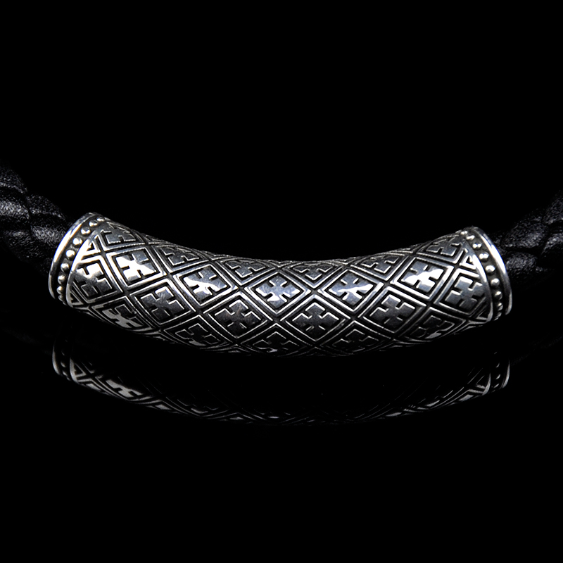 DYQ Jewelry 简 II 925银 男士皮链手链 原创设计 1180
