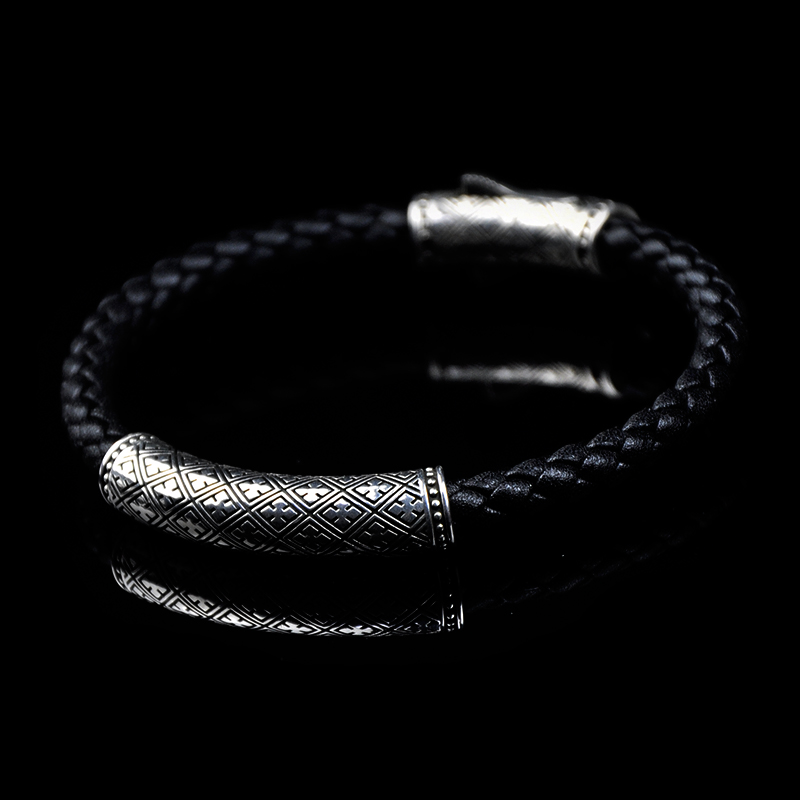 DYQ Jewelry 简 II 925银 男士皮链手链 原创设计 1180