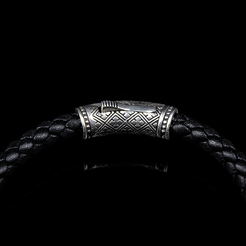 DYQ Jewelry 简 II 925银 男士皮链手链 原创设计 1180