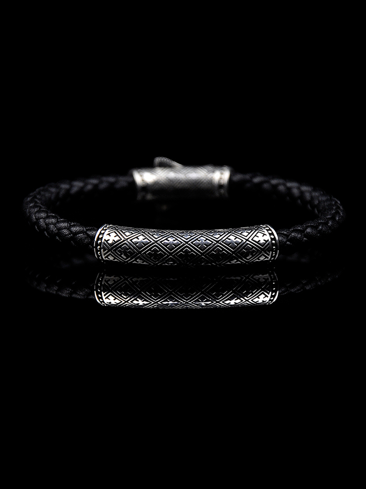 DYQ Jewelry 简 II 925银 男士皮链手链 原创设计 1180