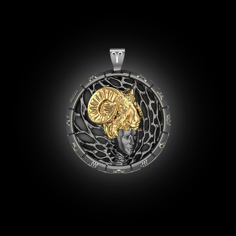 DYQ Jewelry 十二生肖系列 925银 14K金 项链吊坠 白羊座 3860