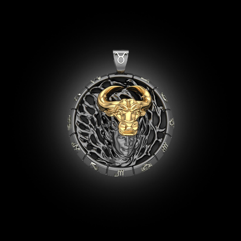DYQ Jewelry 十二生肖系列 925银 14K金 项链吊坠 金牛座 3860