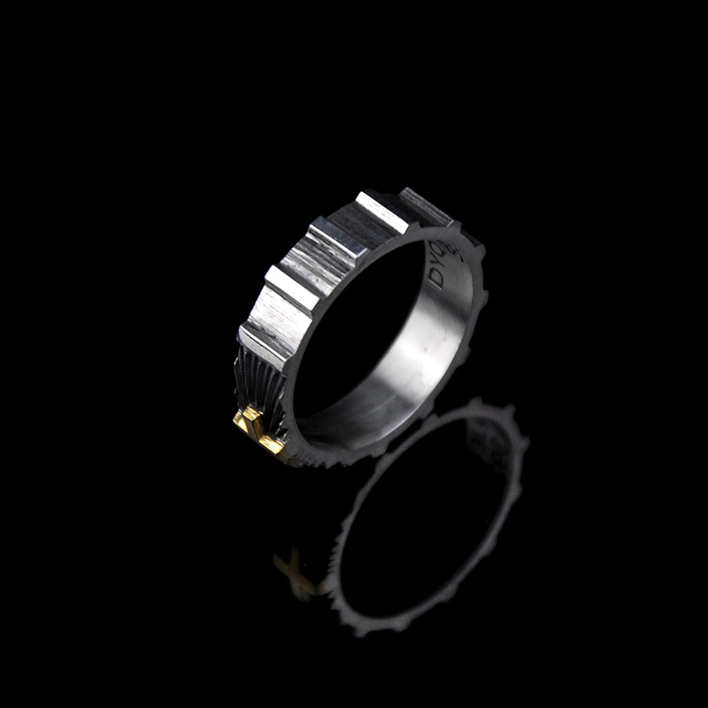 DYQ Jewelry 十字守护 925银 24K金 男士戒指