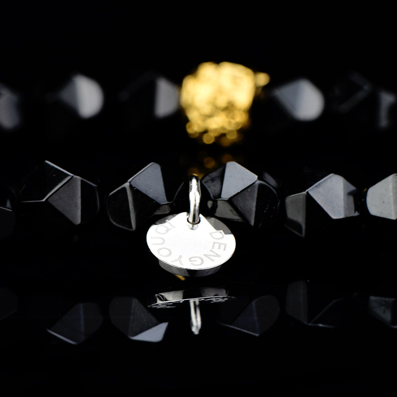 DYQ Jewelry 极简 菱形黑曜石男生手链