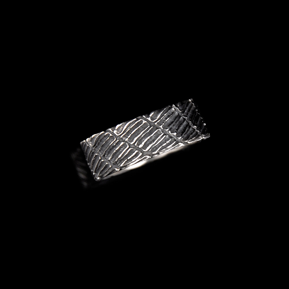 DYQ Jewelry 鳄鱼纹 925银 男士极简轻奢戒指