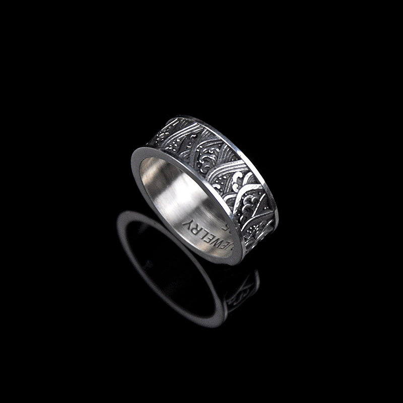 DYQ Jewelry 浪潮 925银 男士极简轻奢戒指