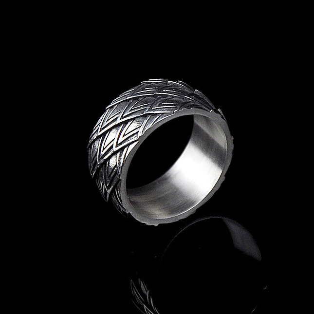 DYQ Jewelry 龙鳞 925银 男士极简轻奢戒指