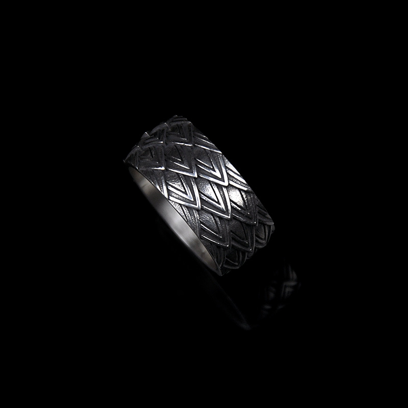 DYQ Jewelry 龙鳞 925银 男士极简轻奢戒指