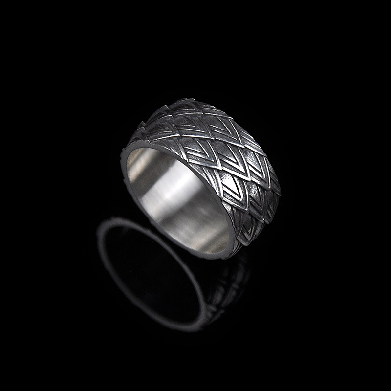 DYQ Jewelry 龙鳞 925银 男士极简轻奢戒指