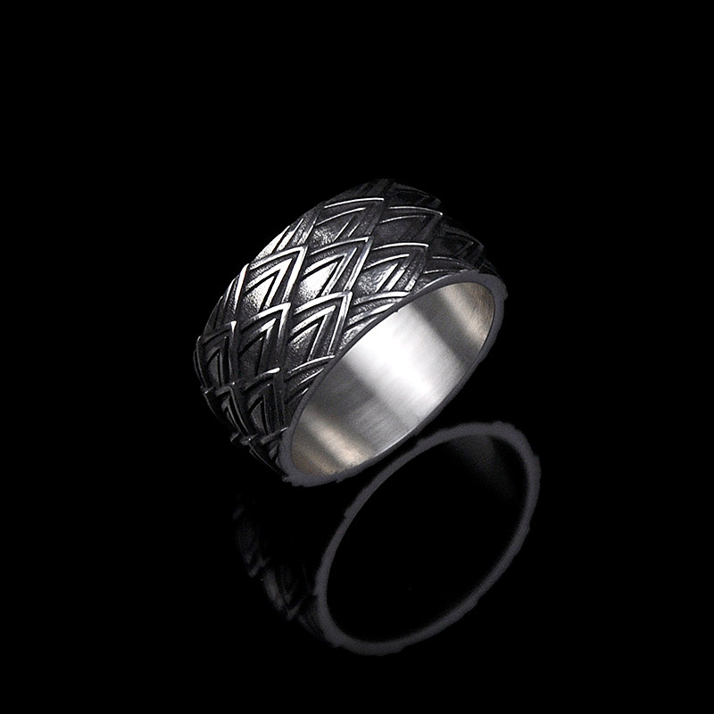 DYQ Jewelry 龙鳞 925银 男士极简轻奢戒指