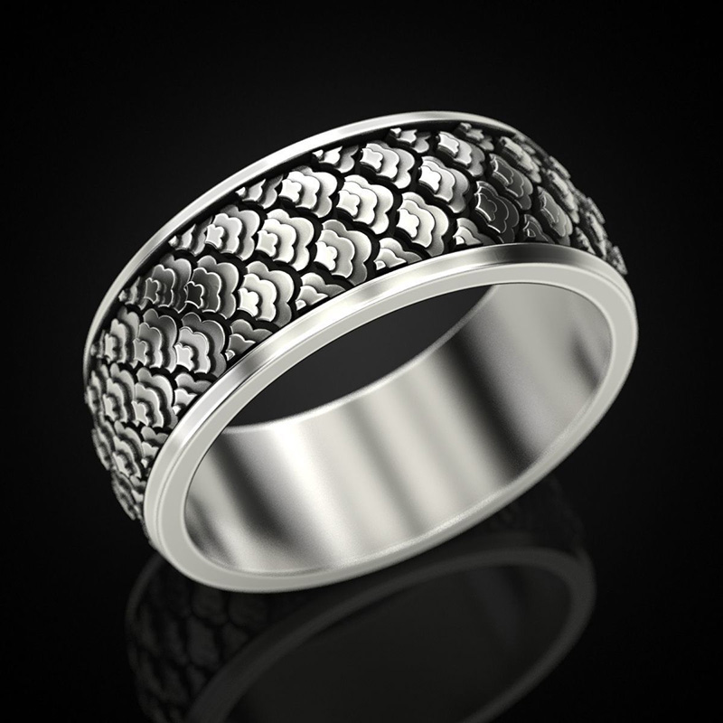 DYQ Jewelry 祥云 925银戒指 男戒宽戒 原创设计