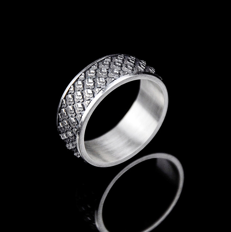 DYQ Jewelry 祥云 925银戒指 男戒宽戒 原创设计
