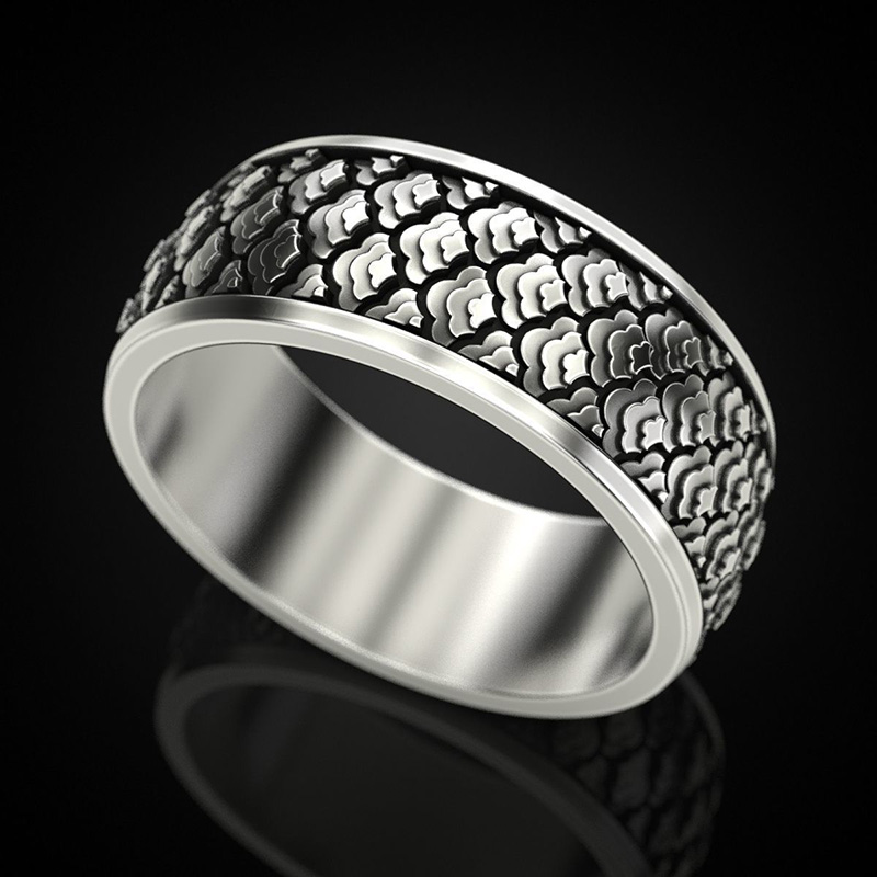 DYQ Jewelry 祥云 925银戒指 男戒宽戒 原创设计