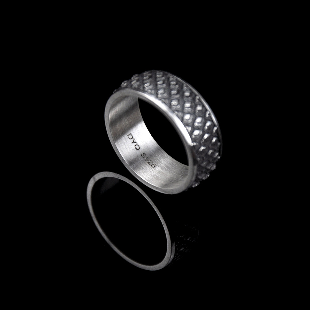 DYQ Jewelry 祥云 925银戒指 男戒宽戒 原创设计
