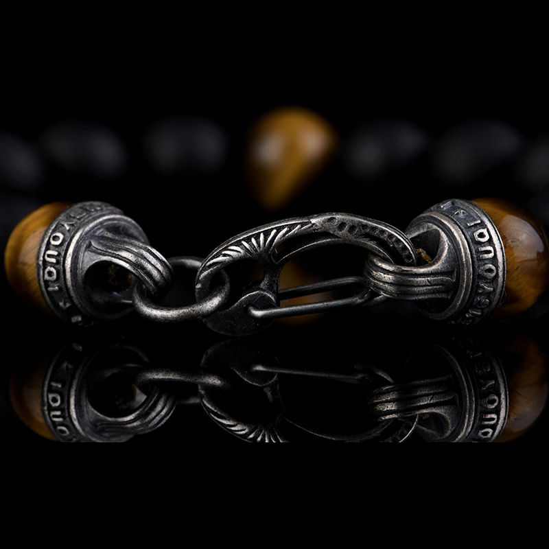 DYQ Jewelry 虎睛石黑玛瑙 男生轻奢珠链手链