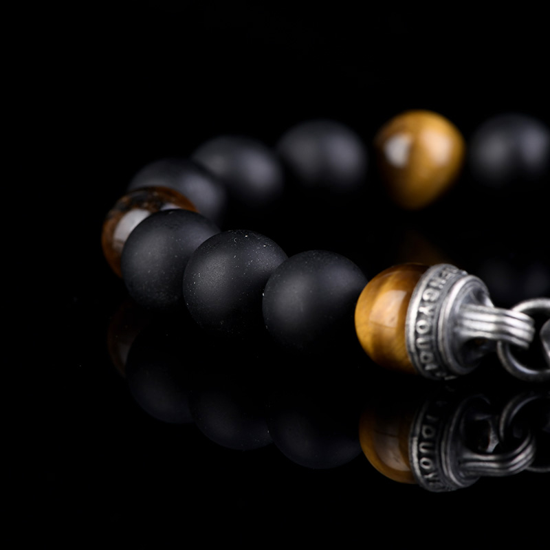 DYQ Jewelry 虎睛石黑玛瑙 男生轻奢珠链手链