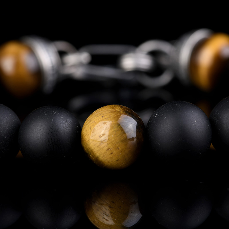 DYQ Jewelry 虎睛石黑玛瑙 男生轻奢珠链手链