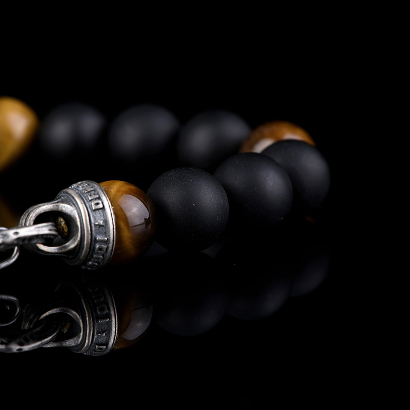 DYQ Jewelry 虎睛石黑玛瑙 男生轻奢珠链手链