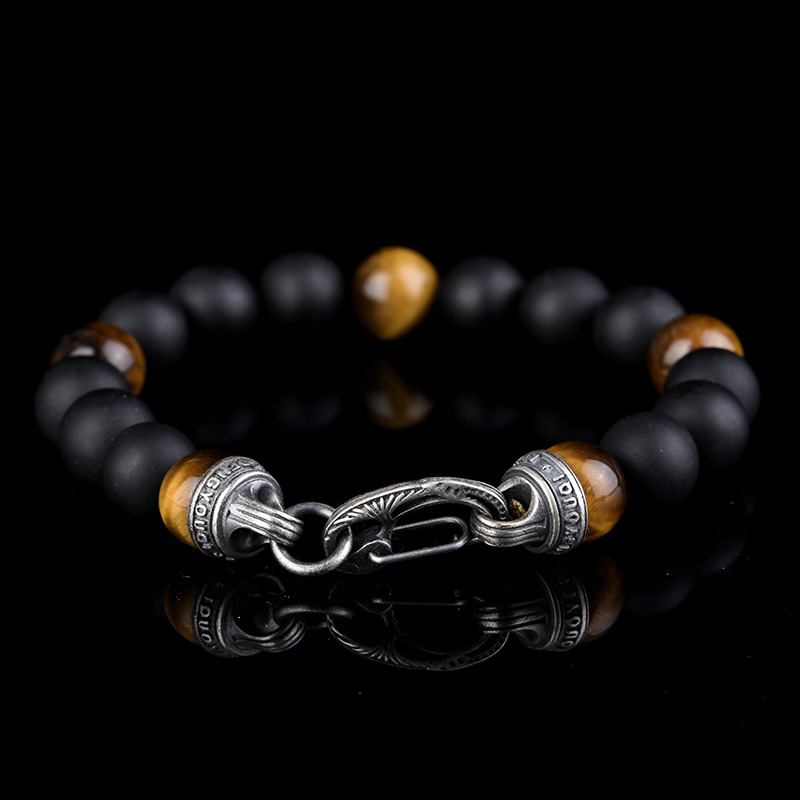 DYQ Jewelry 虎睛石黑玛瑙 男生轻奢珠链手链