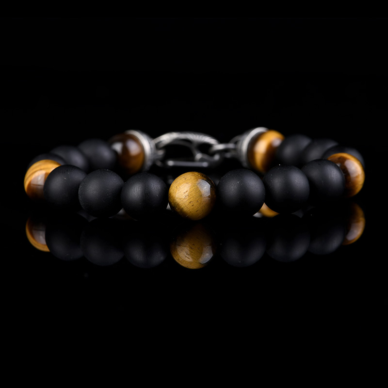 DYQ Jewelry 虎睛石黑玛瑙 男生轻奢珠链手链