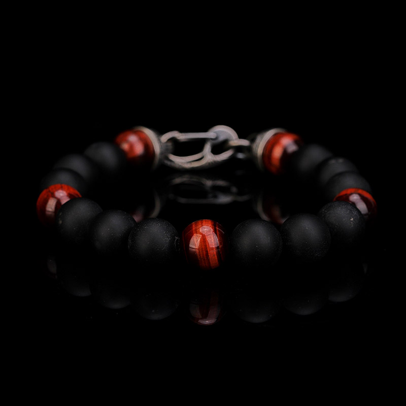 DYQ Jewelry 虎睛石黑玛瑙 男生轻奢珠链手链